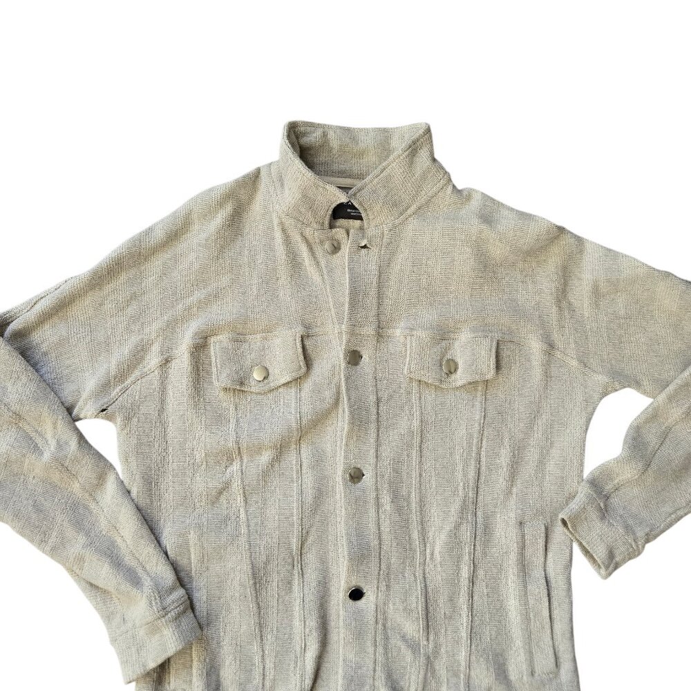 Zara Beige Button Up Woven Sweater Jacket Men's Size Medium Pre-owned Good